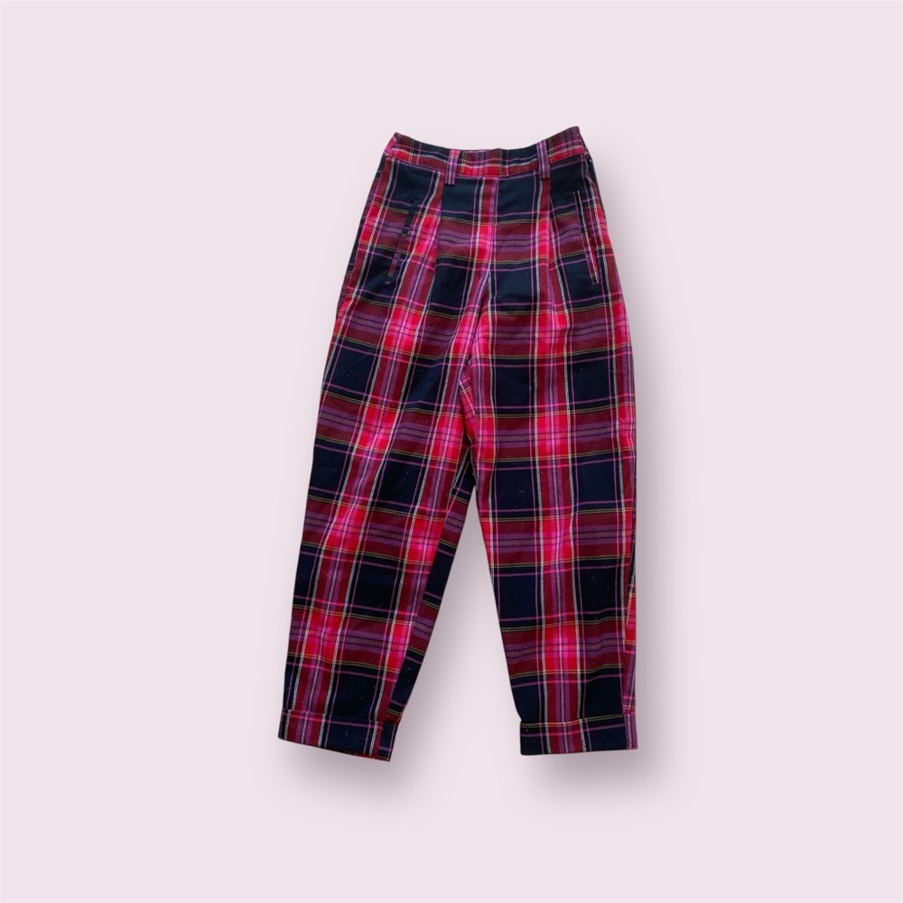 TOPSHOP Red Plaid Pants